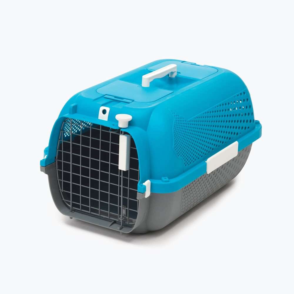 Mittlere, türkisfarbene Catit Transportbox für Katzen