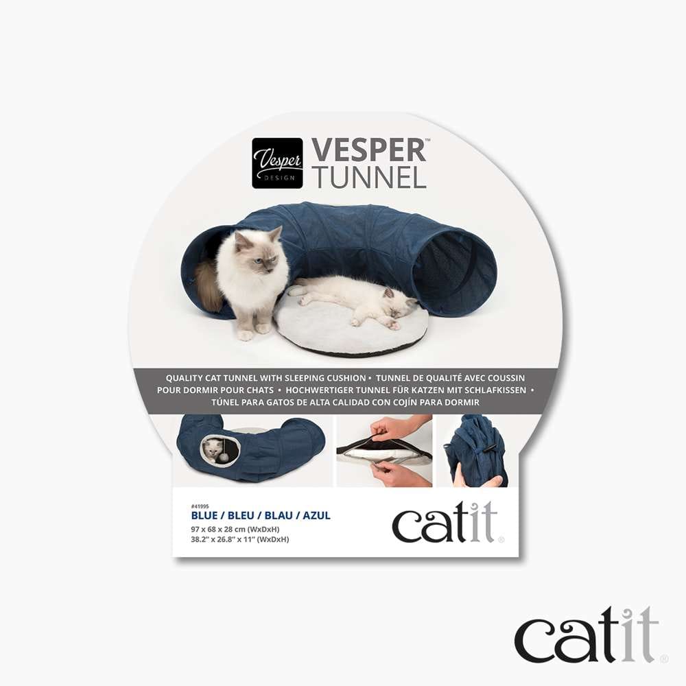 Verpackung des "Catit Vesper Tunnel", blau.