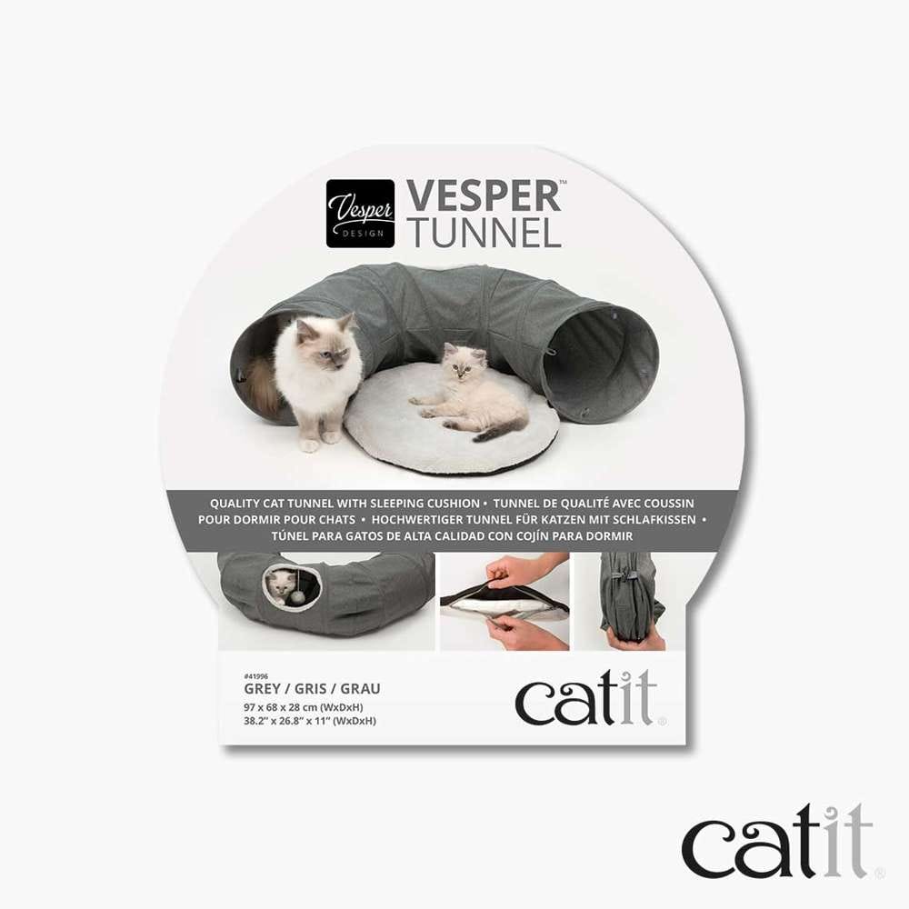 Verpackung des "Catit Vesper Tunnel", grau.