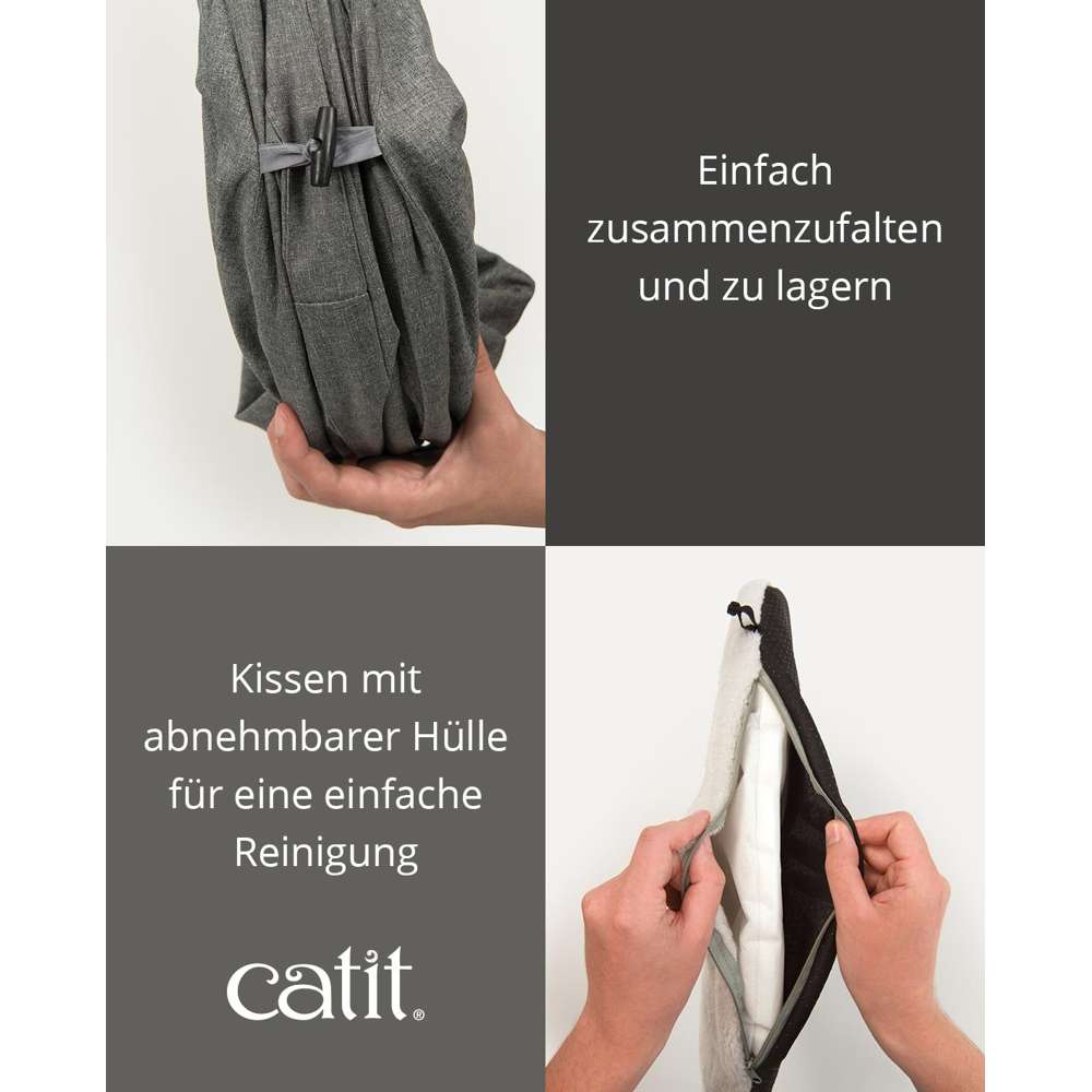 Einfach zusammenzufalten und zu lagern. Kissen mit abnehmbarer Hülle für eine einfache Reinigung.