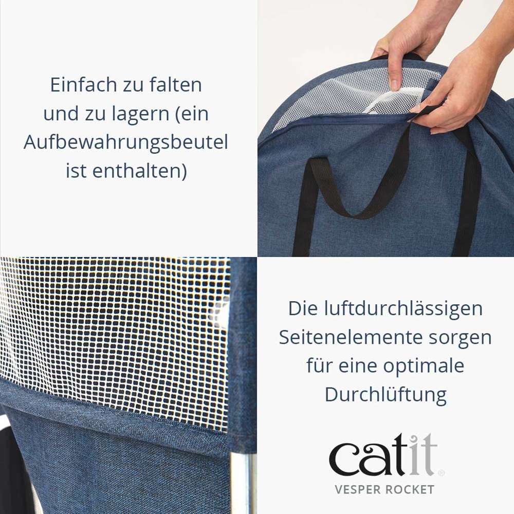 Einfach zu falten und zu lagern. Ein Aufbewahrungsbeutel ist enthalten. Die luftdurchlässigen Seitenelemente sorgen für eine optimale Durchlüftung. 