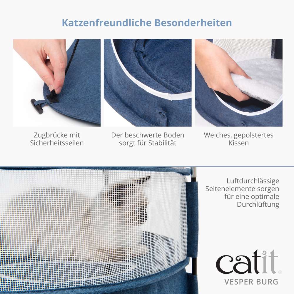 Zugbrücke mit Sicherheitsseilen. Der beschwerte Boden sorgt für Stabilität. Weiches, gepolstertes Kissen. Luftdurchlässige Seitenelemente sorgen für eine optimale Durchlüftung.