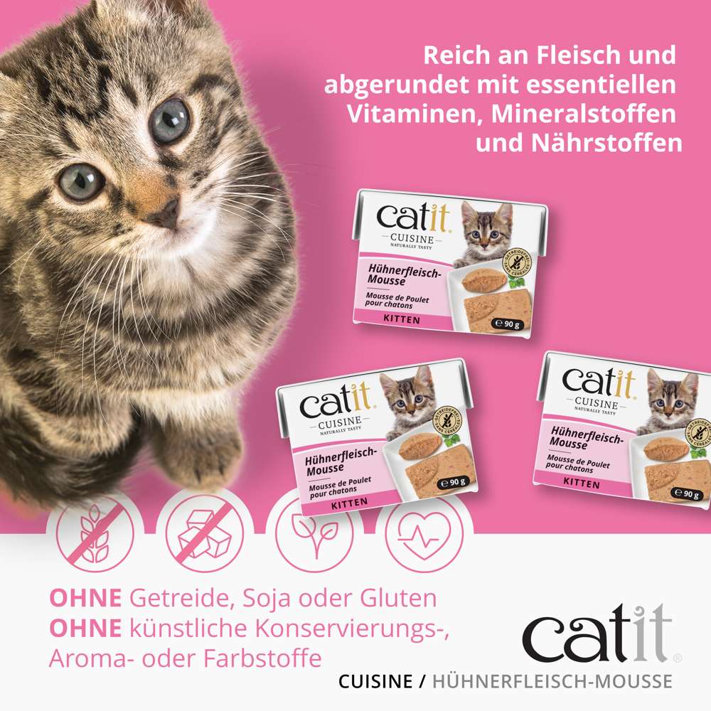 Reich an Fleisch und abgerundet mit essenziellen Vitaminen, Mineralstoffen und Nährstoffen. Ohne Getreide, Soja oder Gluten. Ohne künstliche Konservierungs-, Aroma- oder Farbstoffe.