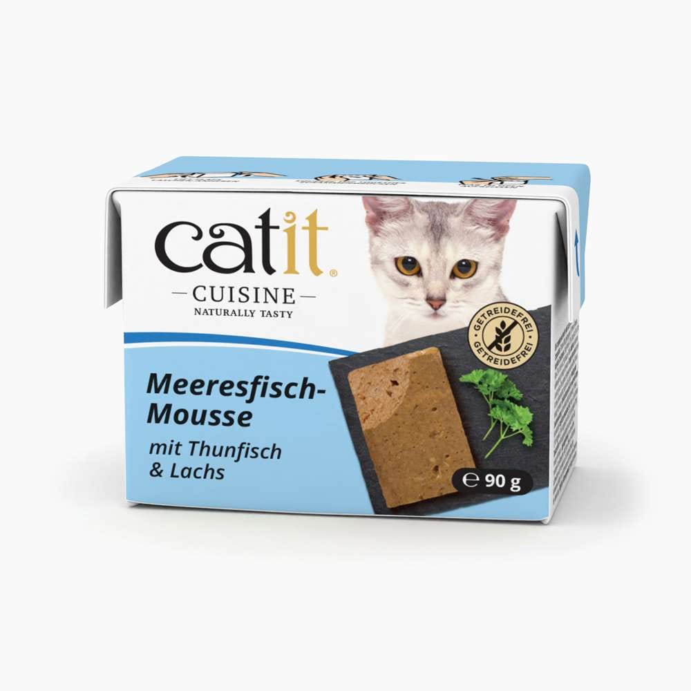 Verpackung der Geschmacksrichtung "Catit Cuisine Mousse: Thunfisch & Lachs".