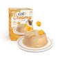 Verpackung und das ausgepackte Futter von "Catit Creamy Cups" der Sorte "Huhn & Mango".