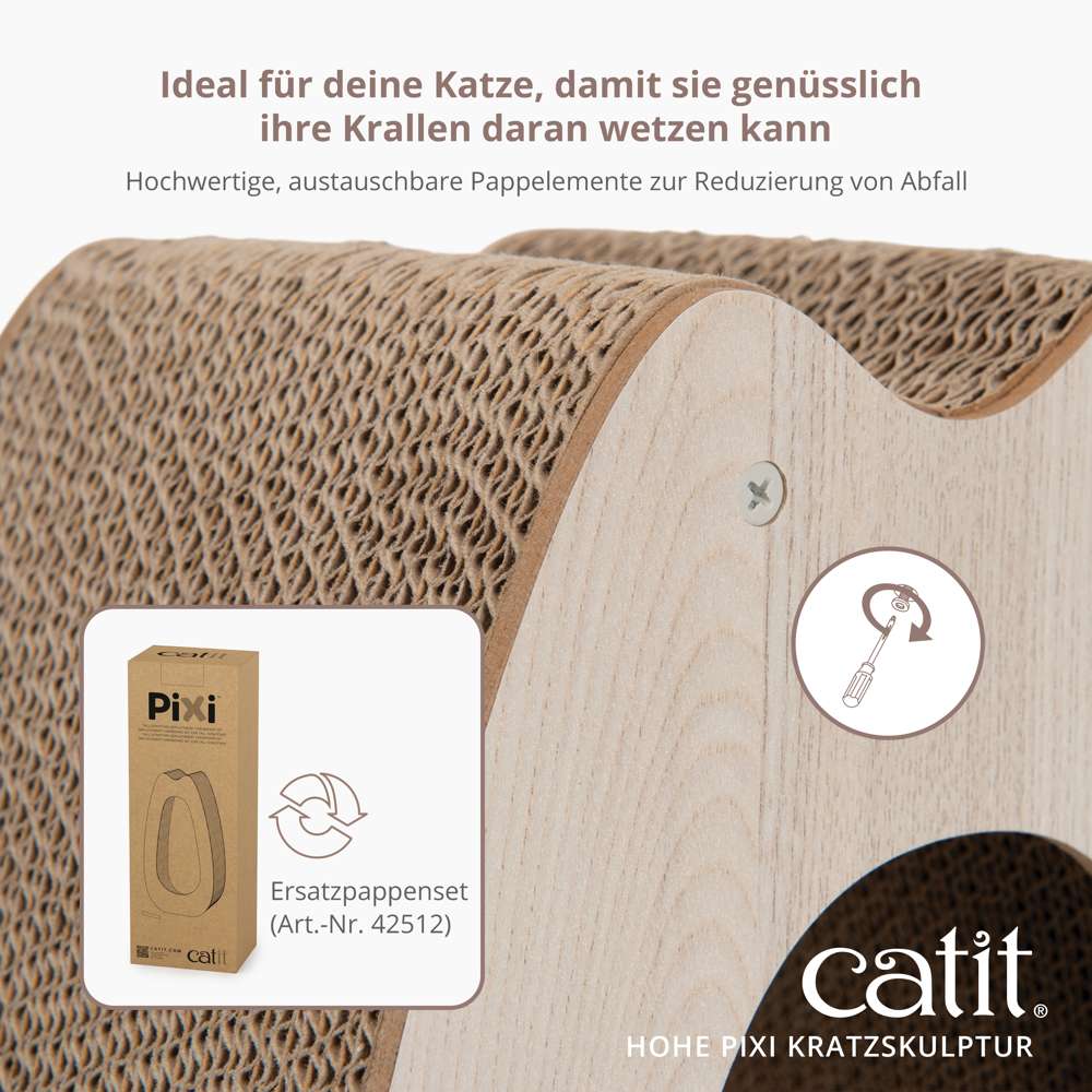Ideal für deine Katze, damit sie genüsslich ihre Krallen daran wetzen kann. Hochwertige, austauschbare Pappelemente zur Reduzierung von Abfall.
