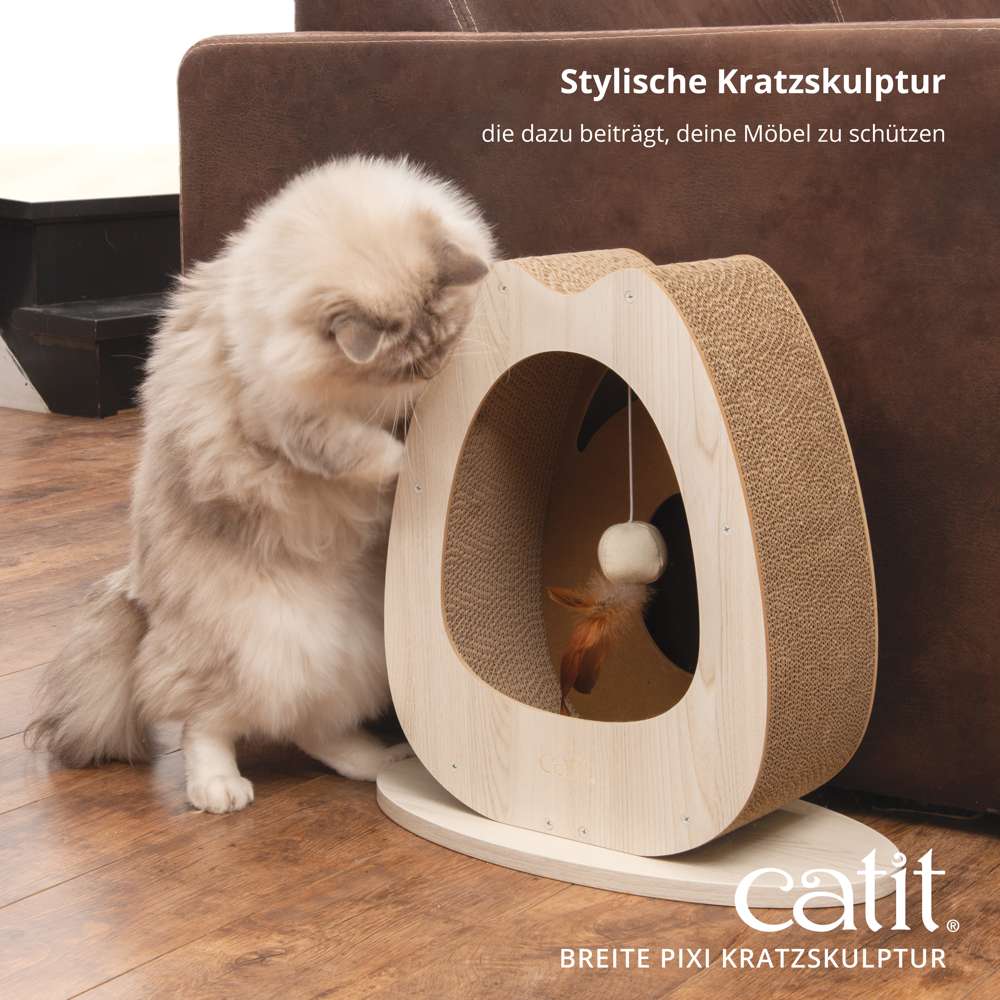Stylische Kratzskulptur, die dazu beiträgt, deine Möbel zu schützen.