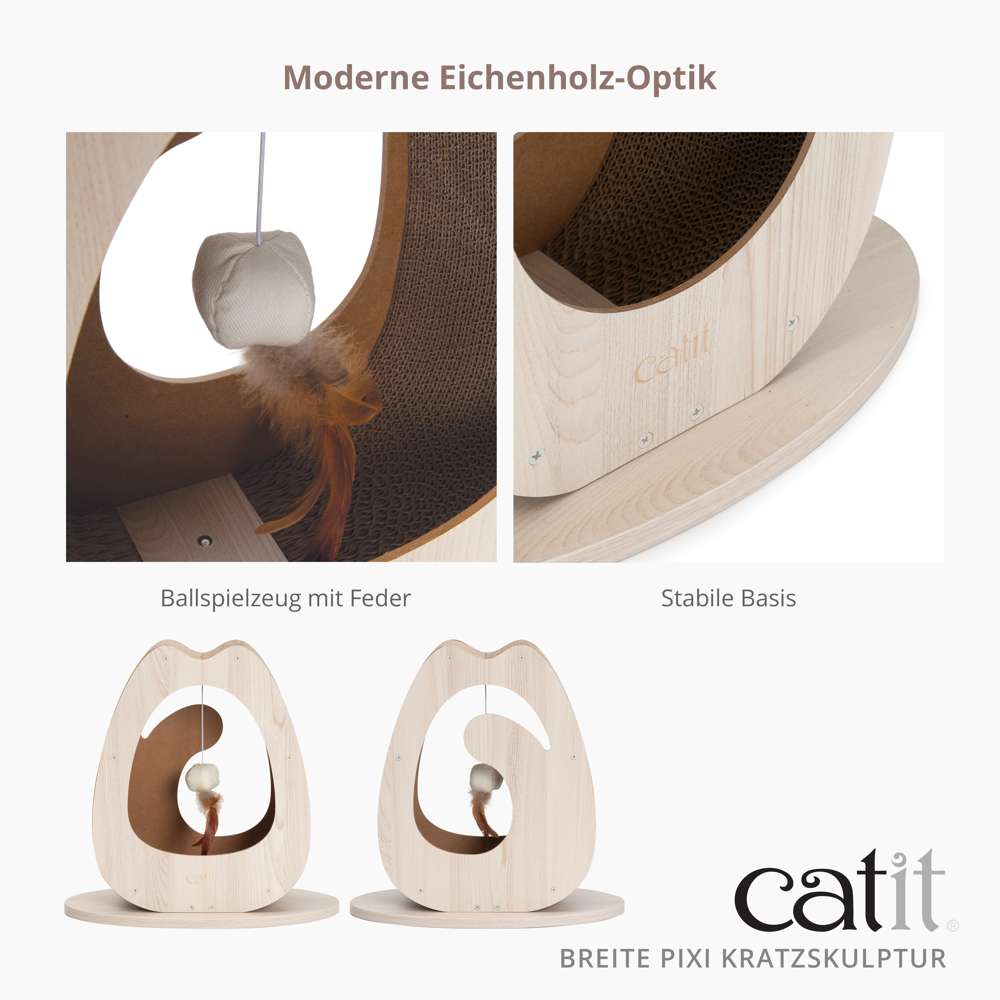 Moderne Eichenholz-Optik. Ballspielzeug mit Feder. Stabile Basis.