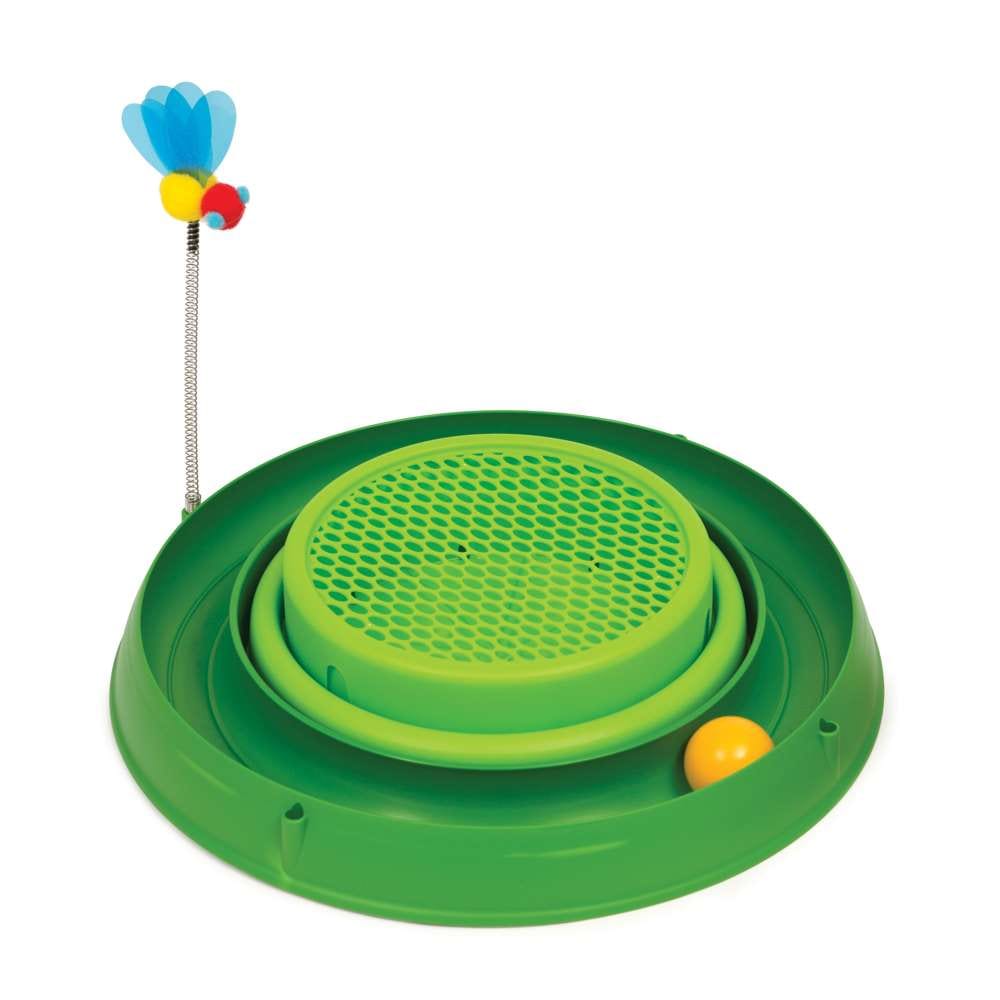 Grünes Katzenspielzeug mit Spielschiene und Samen und Substrat für Katzengras 