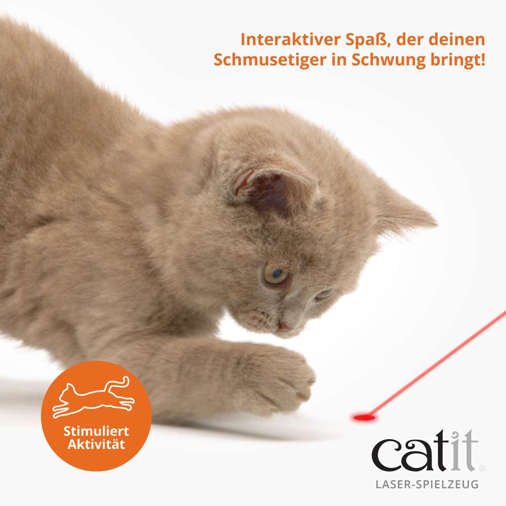 Interaktiver Spaß, der deinen Schmusetiger in Schwung bringt. Eine Katze jagt einen Laserpunkt. 