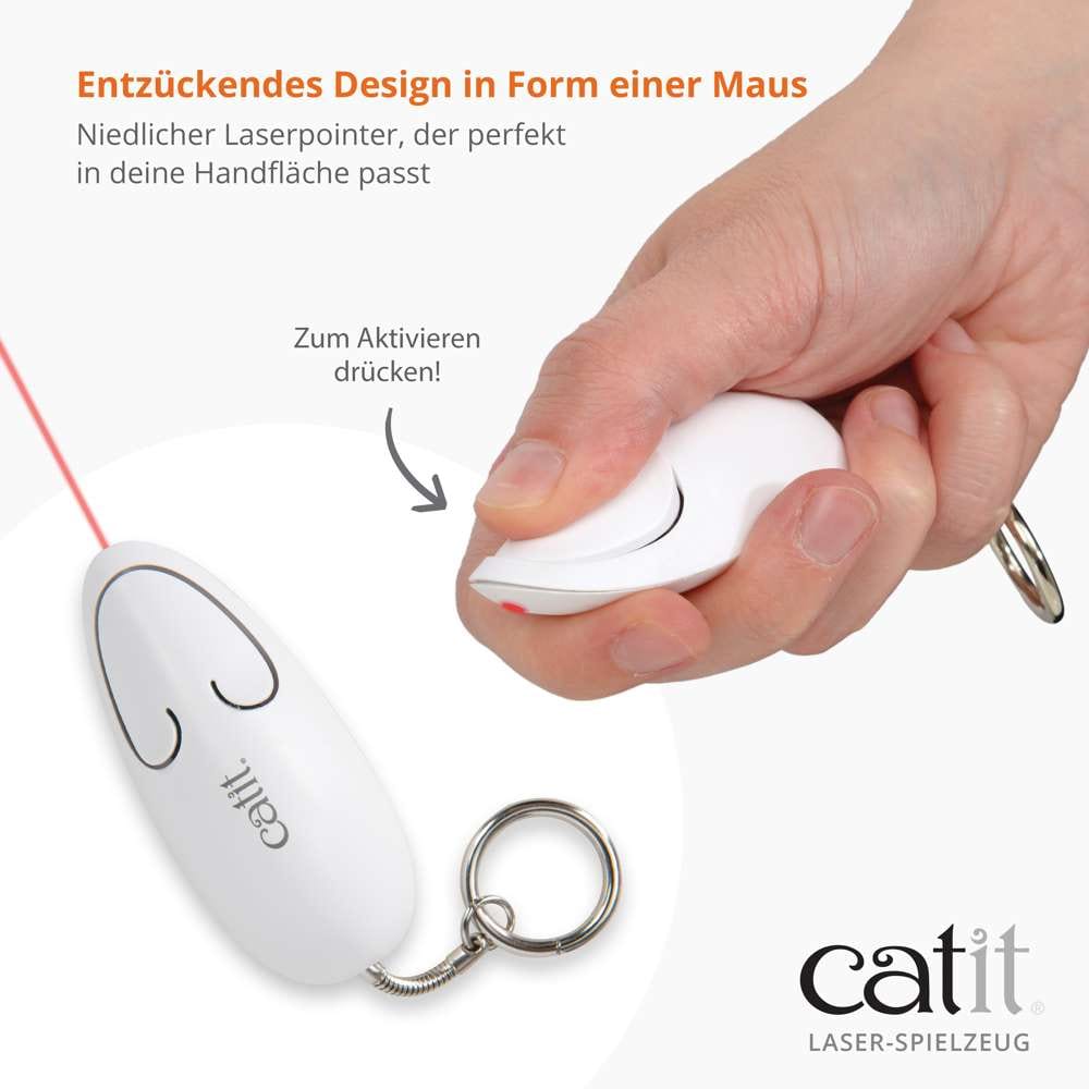 Entzückendes Design in Form einer Maus. Niedlicher Laserpointer, der perfekt in deine Handfläche passt.
