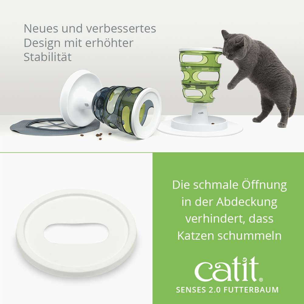 Die schmale Öffnung in der Abdeckung verhindert, dass Katzen schummeln.