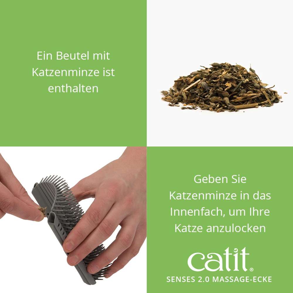 Geben Sie Katzenminze in das Innenfach, um Ihre Katze anzulocken. Ein Beutel Katzenminze ist enthalten.