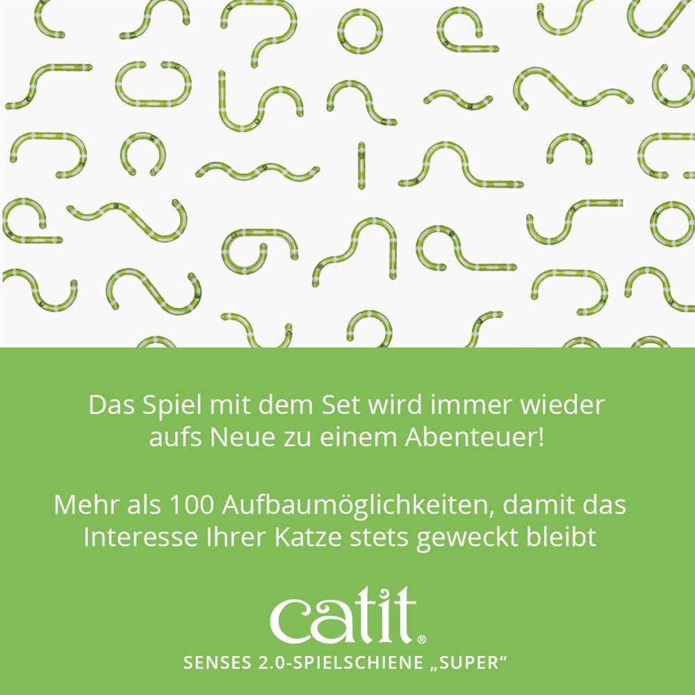 Das Spiel mit dem Set wird immer wieder aufs Neue zu einem Abenteuer! Mehr als 100 Aufbaumöglichkeiten, damit das Interesse Ihrer Katze stets geweckt bleibt.