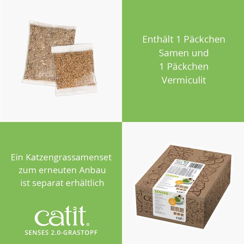 Enthält 1 Päckchen Samen und 1 Päckchen Vermiculit. Beides ist für erneuten Anbau separat erhältlich.