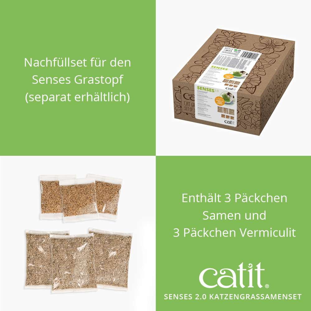 Enthält 3 Päckchen Samen und 3 Päckchen Vermicult. Diese sind auch separat erhältlich.