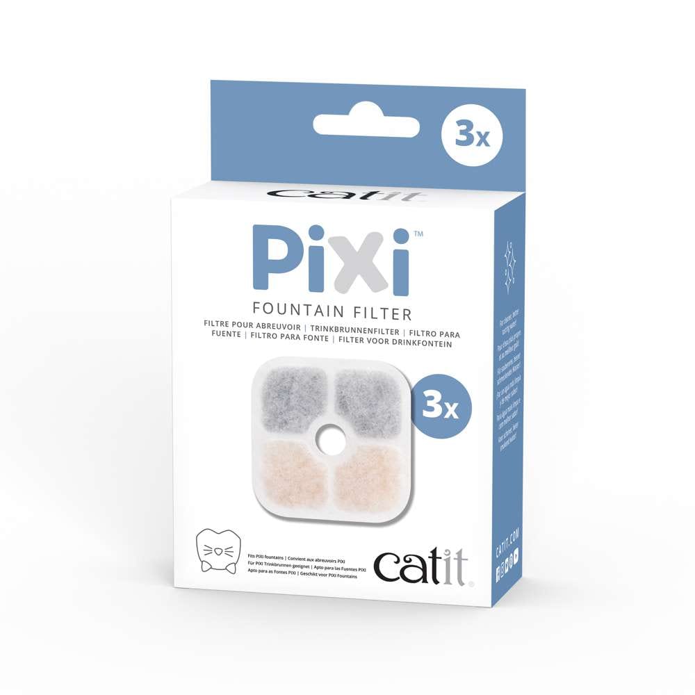 Verpackung des "Catit PIXI Filter für Katzentrinkbrunnen", 3er-Packs