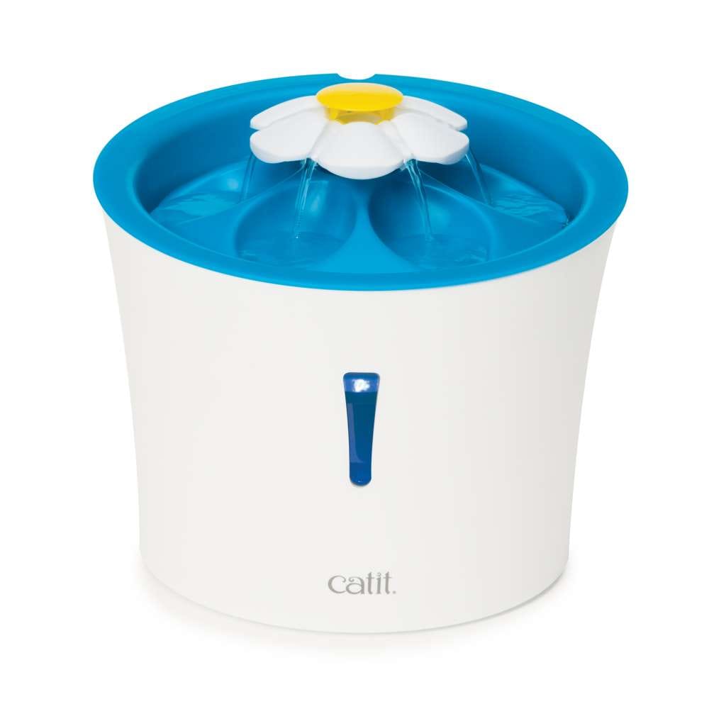 Der "Catit LED-Blumentrinkbrunnen" mit fließendem Wasser.