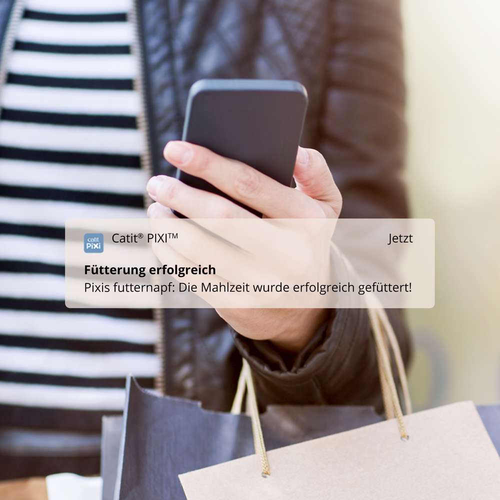 Die Catit PIXI App informiert den Benutzer über eine durchgeführte Fütterung.