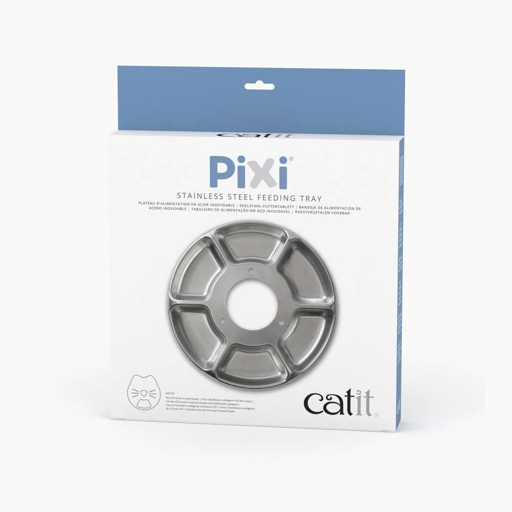 Verpackung von der Catit PIXI Edelstahl-Futterschale für den Catit PIXI Smart-Futterautomaten mit 6 Mahlzeiten