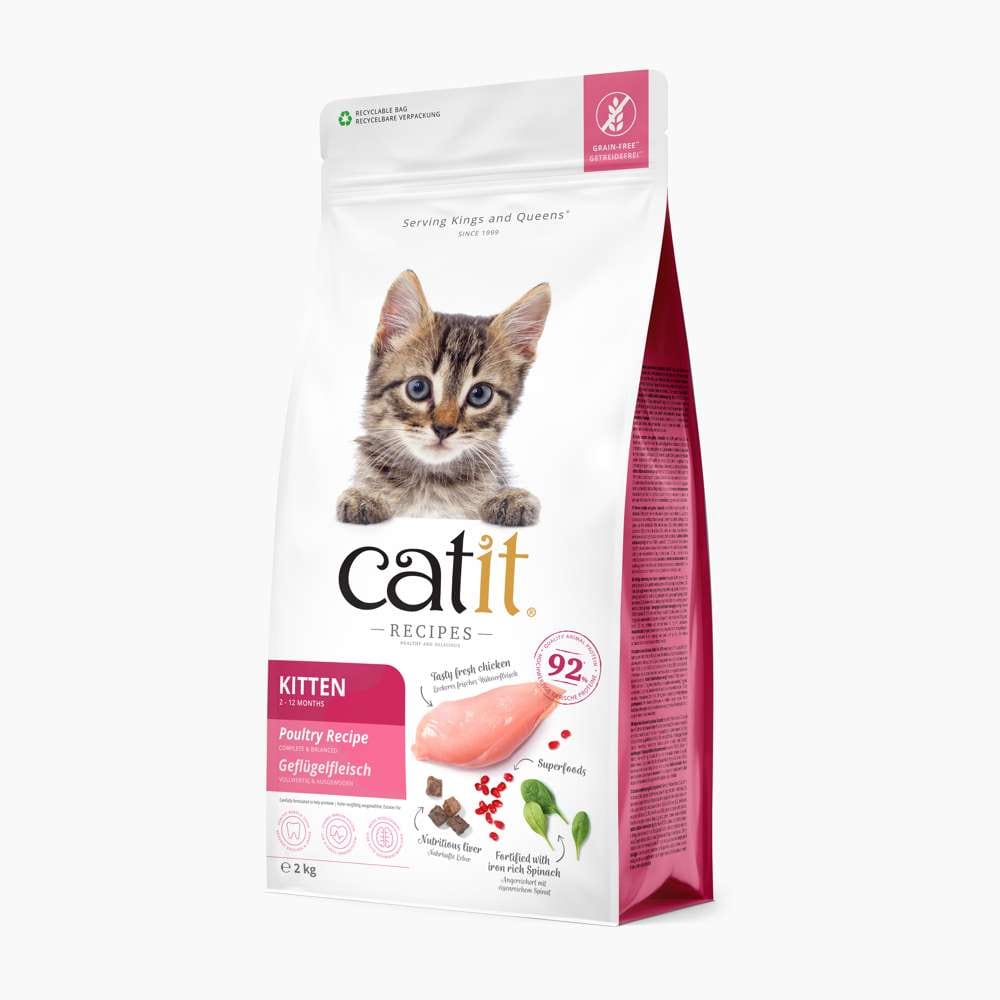 Verpackung des Trockenfutters für Kätzchen "Catit Recipes – KITTEN / Geflügelfleisch", 2 kg