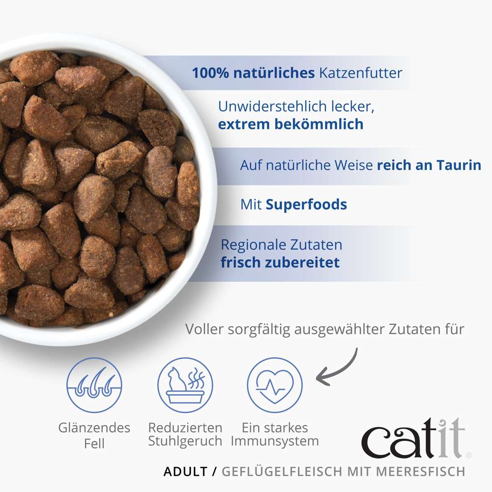 100 % natürliches Katzenfutter. Unwiderstehlich lecker, extrem bekömmlich. Auf natürliche Weise reich an Taurin. Mit Superfoods. Regionale Zutaten, frisch zubereitet. Voller sorgfältig ausgewählter Zutaten für glänzendes Fell, reduzierten Stuhlgeruch und ein starkes Immunsystem.