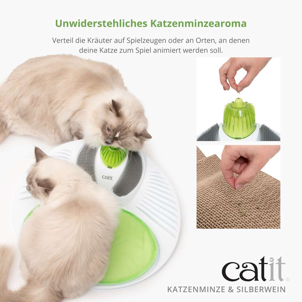 Verteil die Kräuter auf Spielzeugen oder an Orten, an denen deine Katze zum Spiel animiert werden soll.