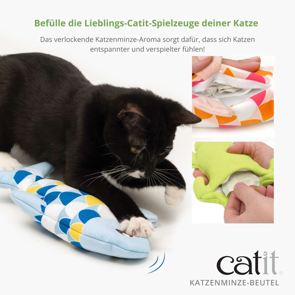 Befülle die Lieblings-Catit-Spielzeuge deiner Katze! Das verlockende Katzenminze-Aroma sorgt dafür, dass sich Katzen entspannter und verspielter fühlen.