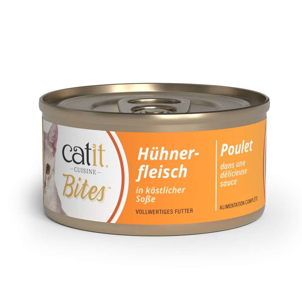 Catit Cuisine Bites Hühnerfleisch in köstlicher Soße Katzenfutter Dose, vollwertiges Futter für Katzen.
