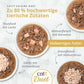 Zu 80 % hochwertige tierische Zutaten in Catit Cuisine Duet Katzenfutter, vier Schalen mit Thunfisch, Hühnerfleisch, Lachs und Entenfleisch.