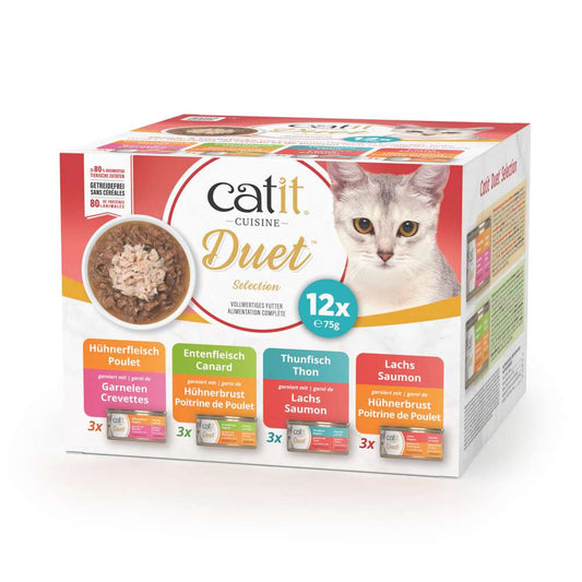 Verpackung des Katzenfutters "Catit Cuisine Duet, Multipack, 12er-Pack"
