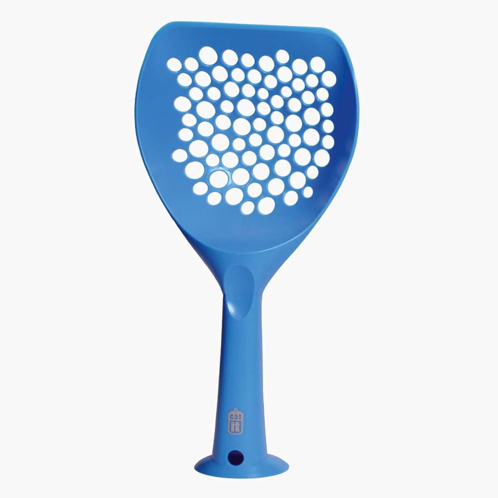 Blaue Schaufel für Katzenstreu