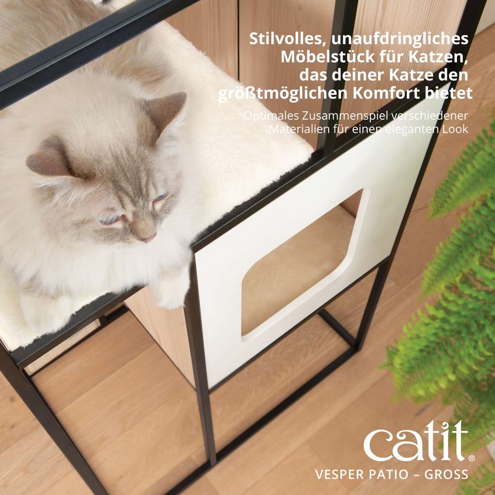 Stilvolles, unaufdringliches Möbelstück für Katzen, das deiner Katze den größtmöglichen Komfort bietet.
